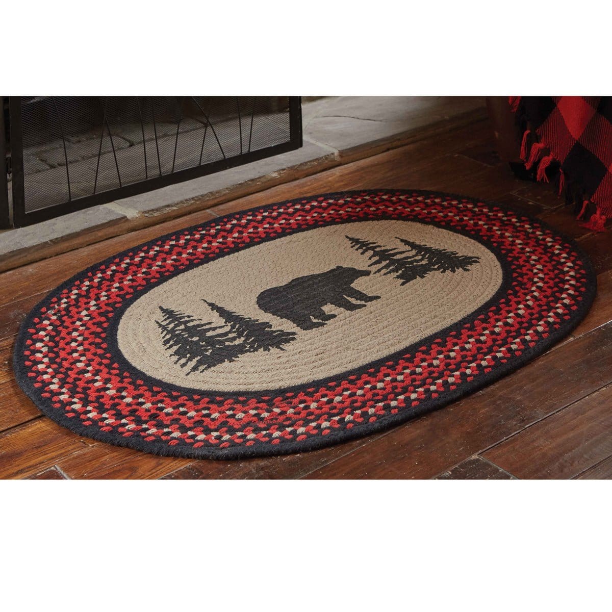 Braided & Printed Bear rug 32" x 42" Oval-Park Designs-The Village Merchant