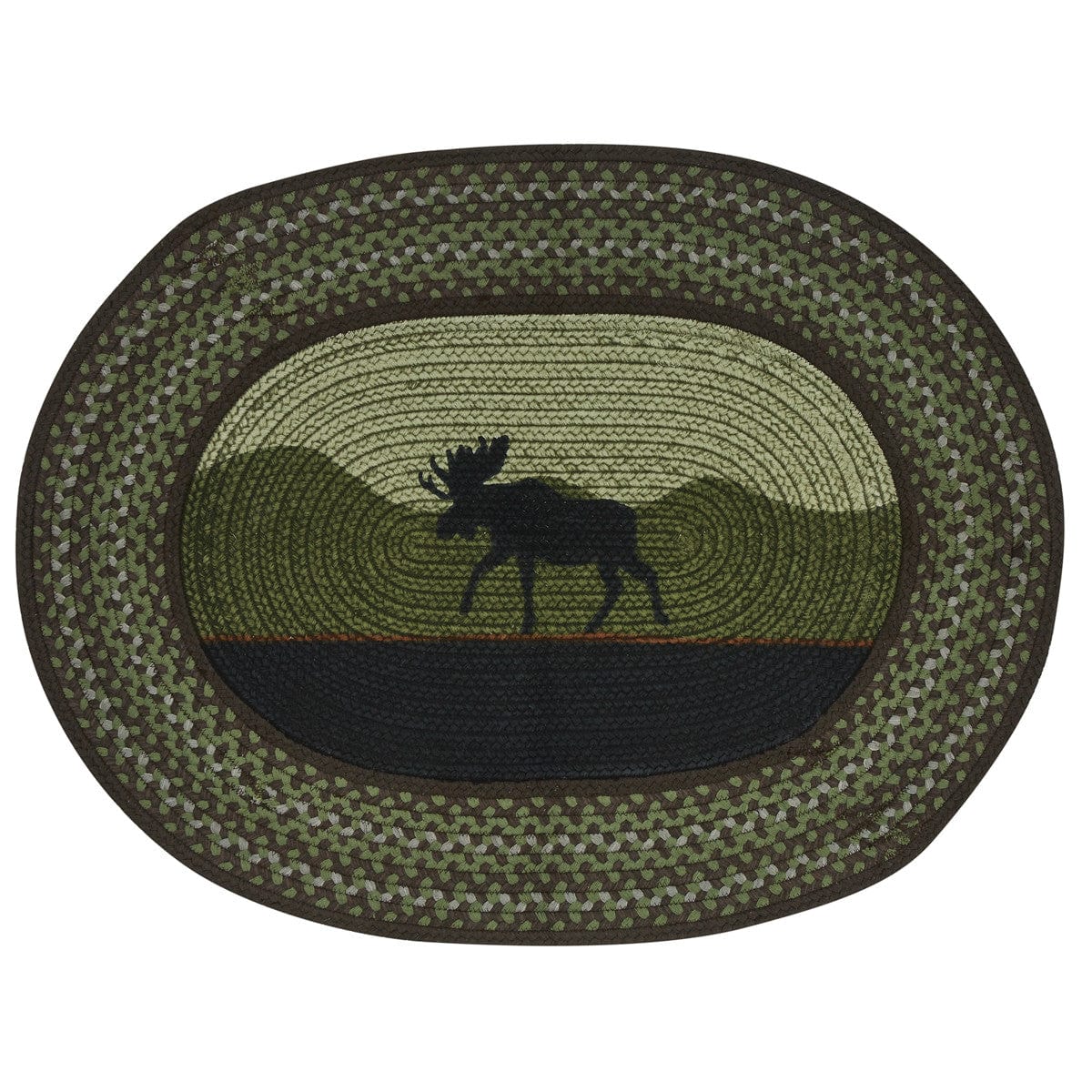 Braided &amp; Printed Moose Rug 32&quot; X 42&quot; Oval