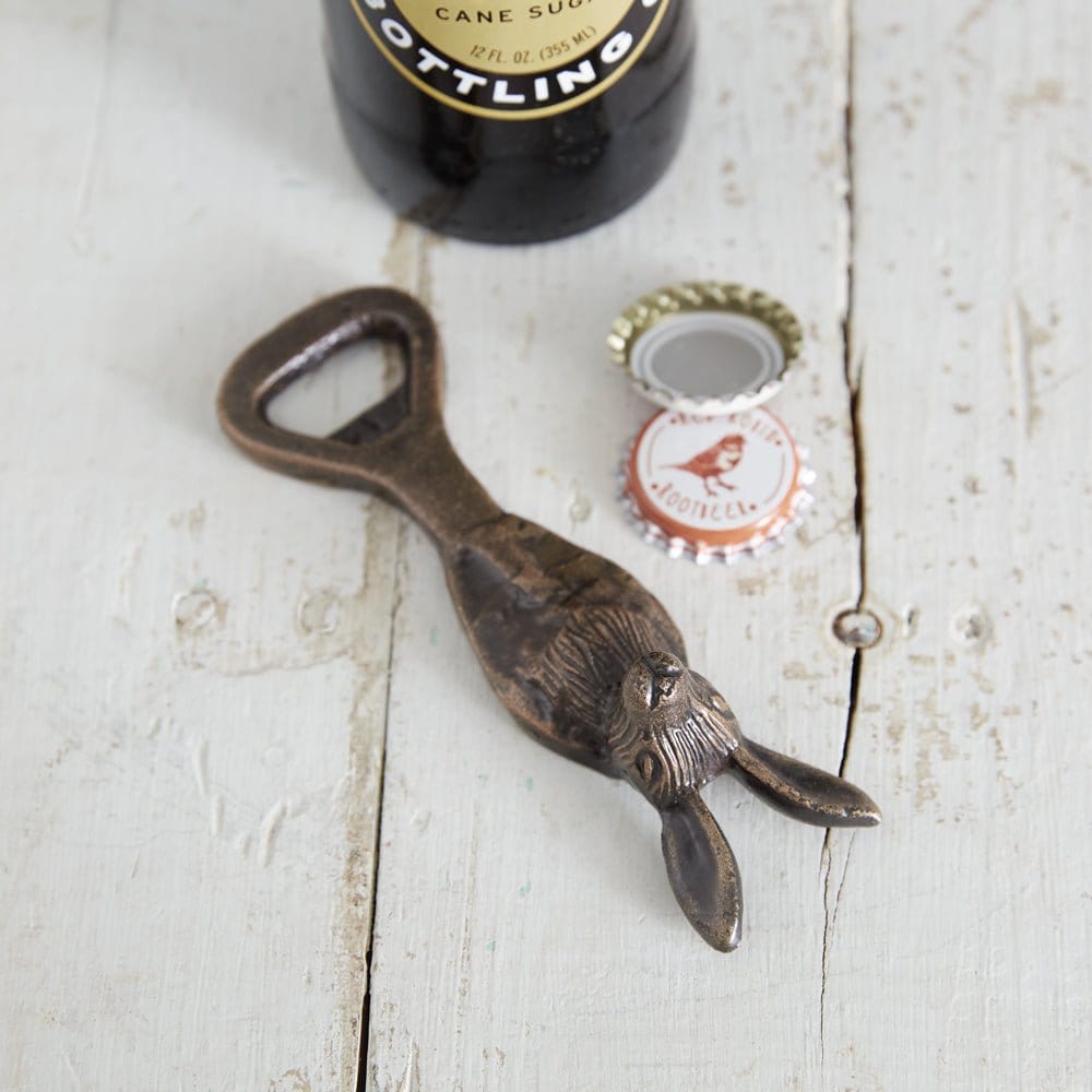 Briar Hare Rabbit Bottle Opener Hand Held Cast Iron-CTW Home-The Village Merchant
