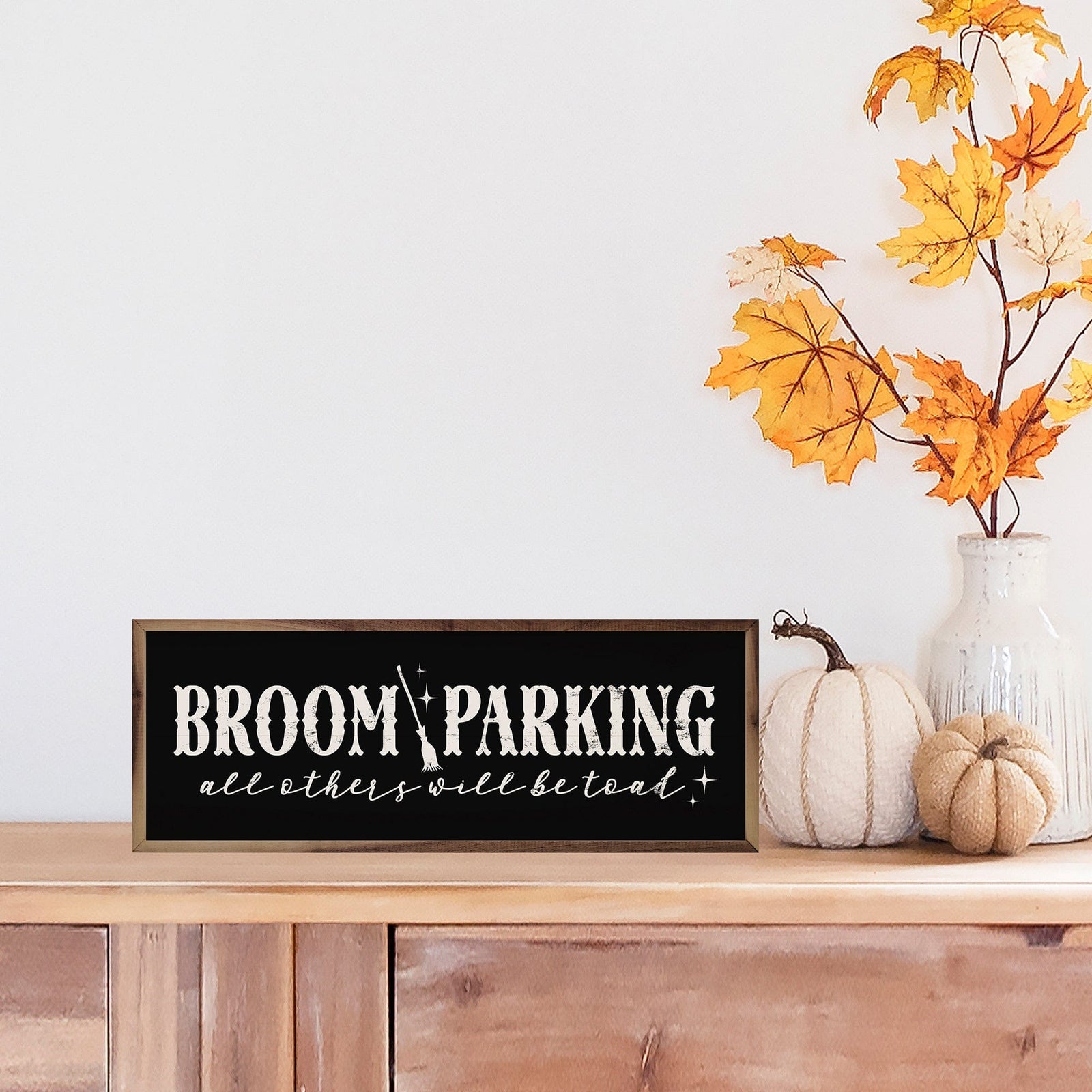 Kendrick Home Walnut Frames 12x4 Broom Parking All Others Will Be Toad Black Printed and Framed Wall Sign