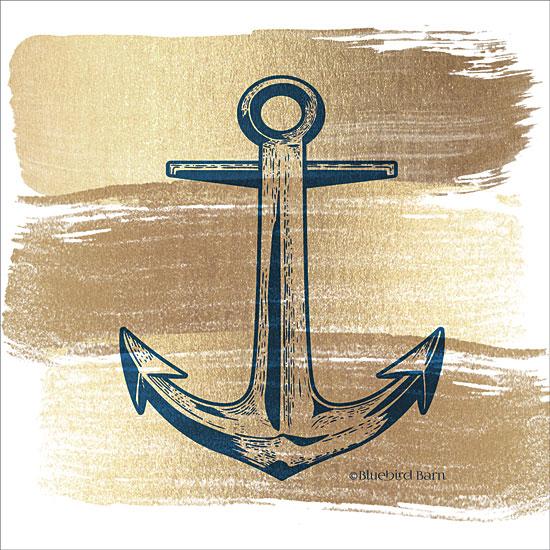 Penny Lane Publishing Brushed Gold Anchor By Bluebird Barn Art Print - 12 X 12