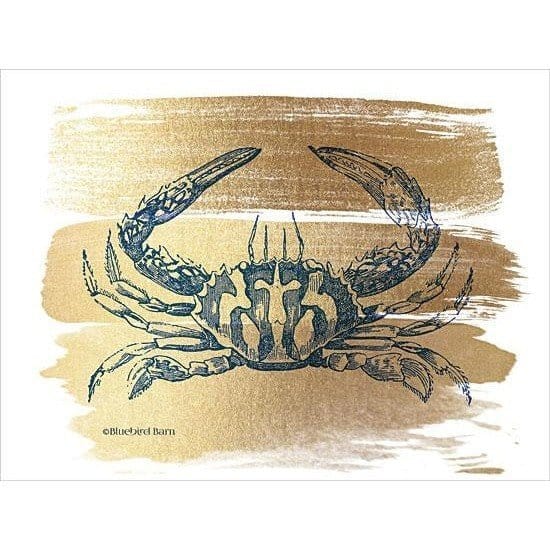 Penny Lane Publishing Brushed Gold Crab By Bluebird Barn Art Print - 12 X 12