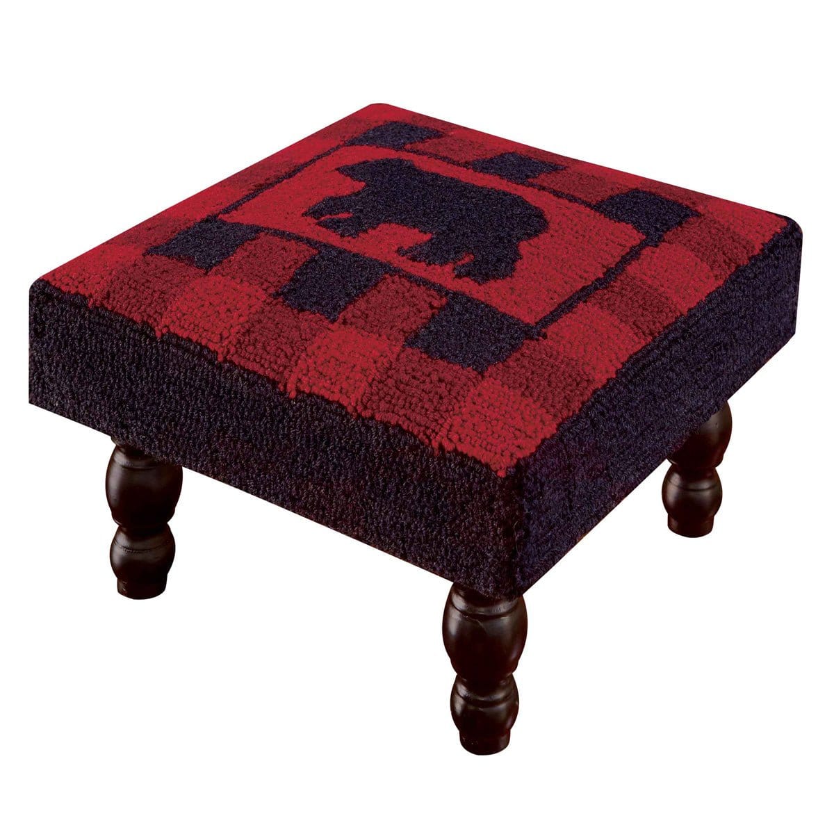 Buffalo Check Hooked Stool 16" x 16" Square-Park Designs-The Village Merchant