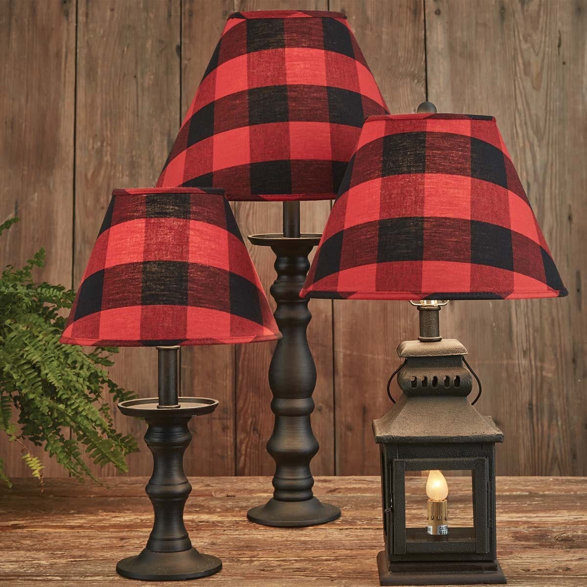 Buffalo Check in Red &amp; Black Fabric Lamp Shade - 3 Sizes