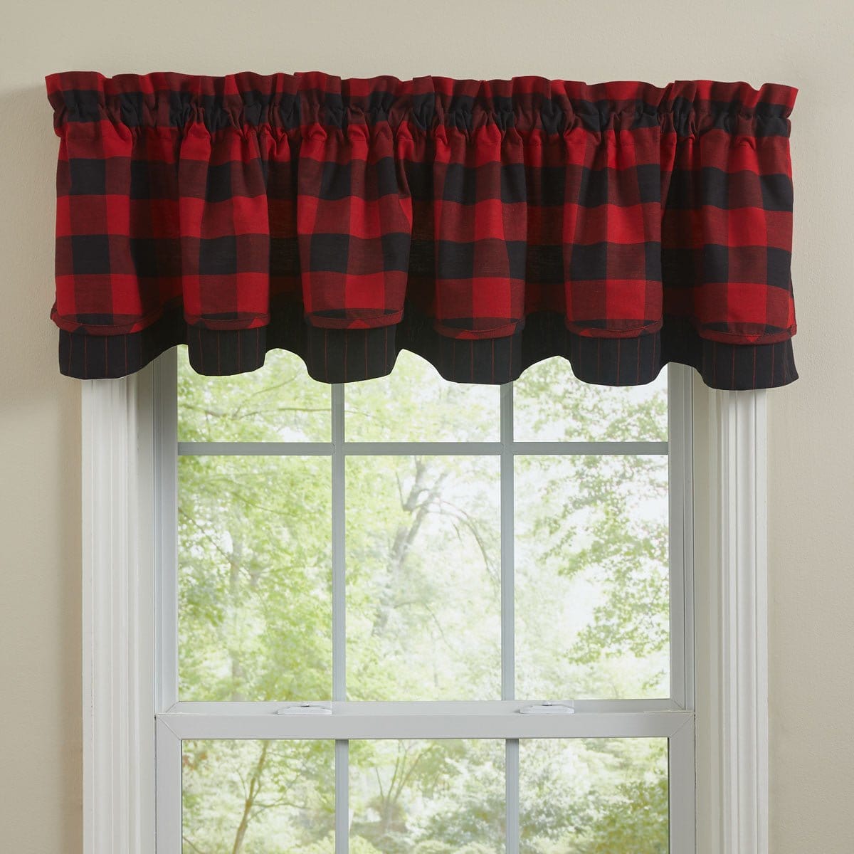 Buffalo Check Layered Valance Lined-Park Designs-The Village Merchant