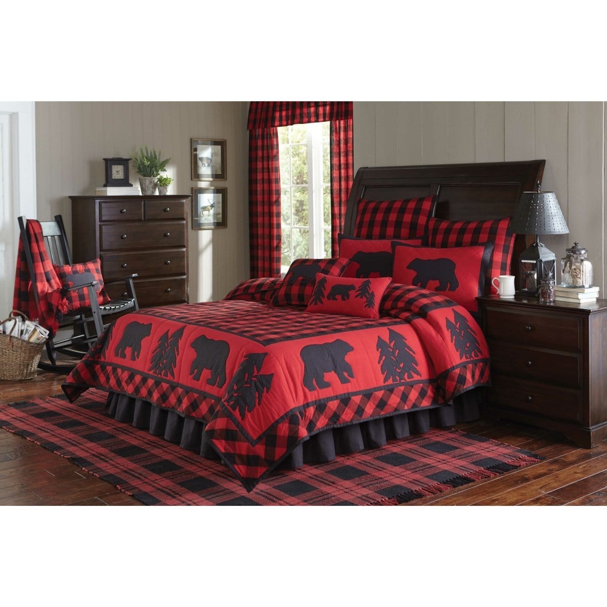 Buffalo Check Panel Pair With Tie Backs 84" Long Lined-Park Designs-The Village Merchant