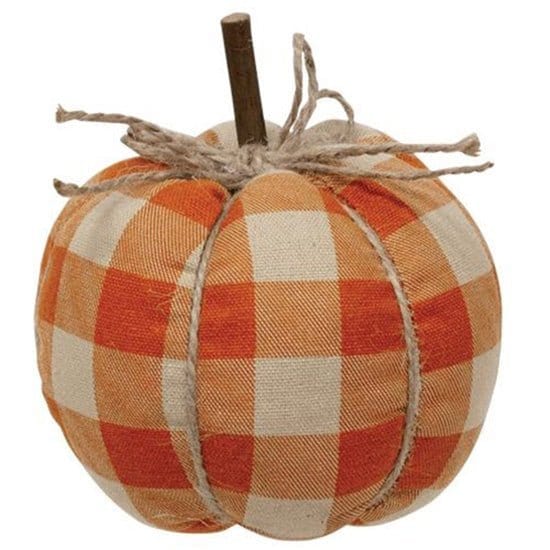 Buffalo Check Pumpkin in Orange - Small Stuffed Fabric Decor-Craft Wholesalers-The Village Merchant