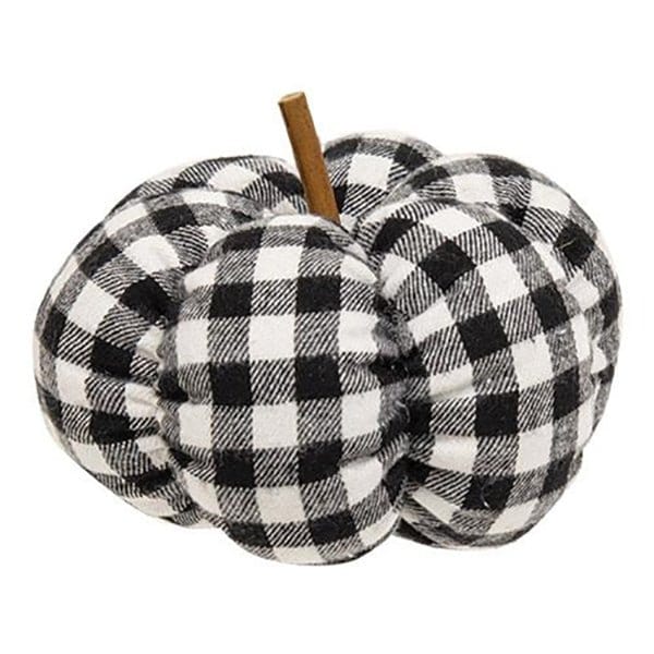 Buffalo Check Stuffed Fabric Pumpkin in Black & White-Craft Wholesalers-The Village Merchant