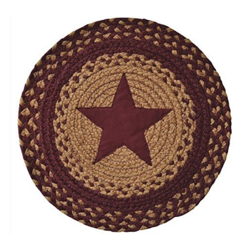 Burgundy Star Braided Mat 15" Diameter Round-Craft Wholesalers-The Village Merchant