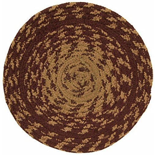 Burgundy & Tan Braided trivet Round-Craft Wholesalers-The Village Merchant