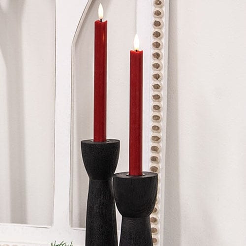 Burgundy Wax Timer LED Battery Taper Candle 10" High Set of 2