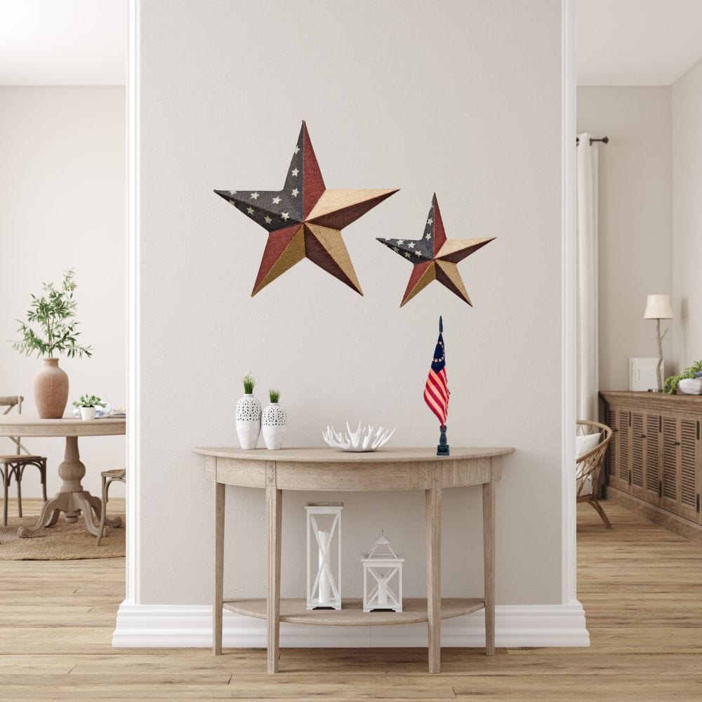 Burlap Americana Barn Star 12&quot;