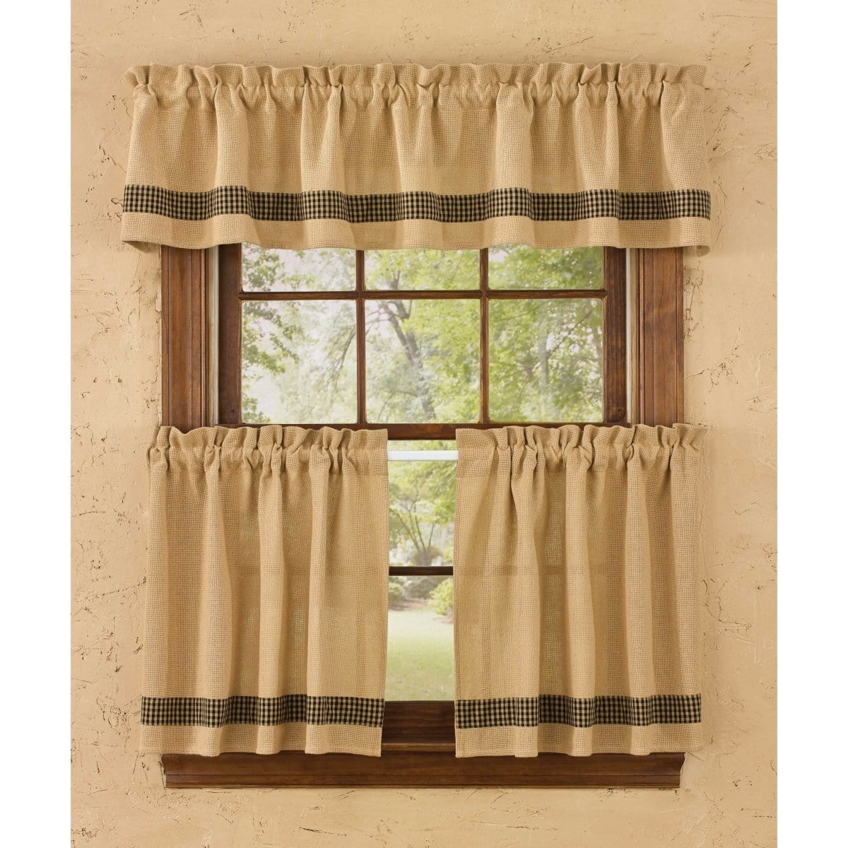 Burlap &amp; Check In Black Tier Pair 24&quot; Long Unlined-Park Designs-The Village Merchant