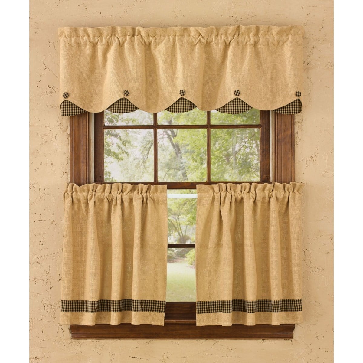 Burlap &amp; Check In Black Tier Pair 24&quot; Long Unlined-Park Designs-The Village Merchant