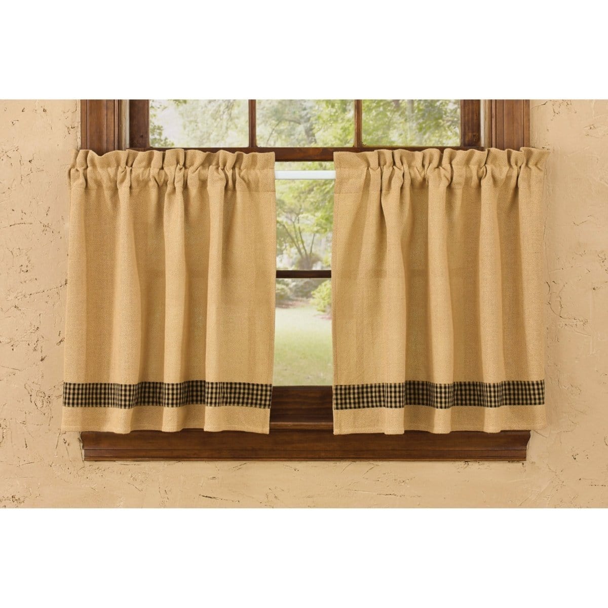 Burlap &amp; Check In Black Tier Pair 24&quot; Long Unlined-Park Designs-The Village Merchant