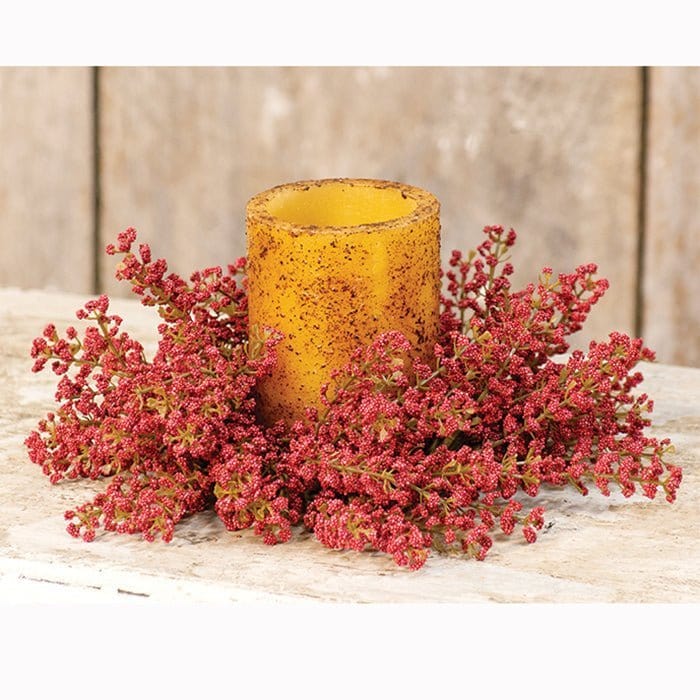 Bursting Astilbe Sangria Red Candle Ring / Wreath 3.5" Inner Diameter-Craft Wholesalers-The Village Merchant