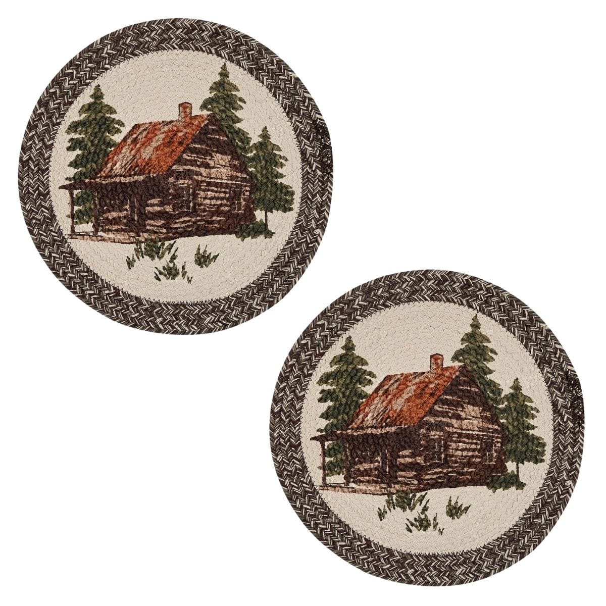 Park Designs Cabin Braided & Printed Placemat Round Set of 2