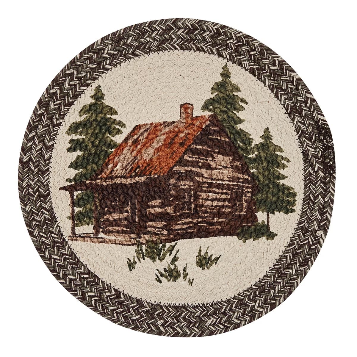 Park Designs Cabin Braided & Printed Placemat Round Set of 2