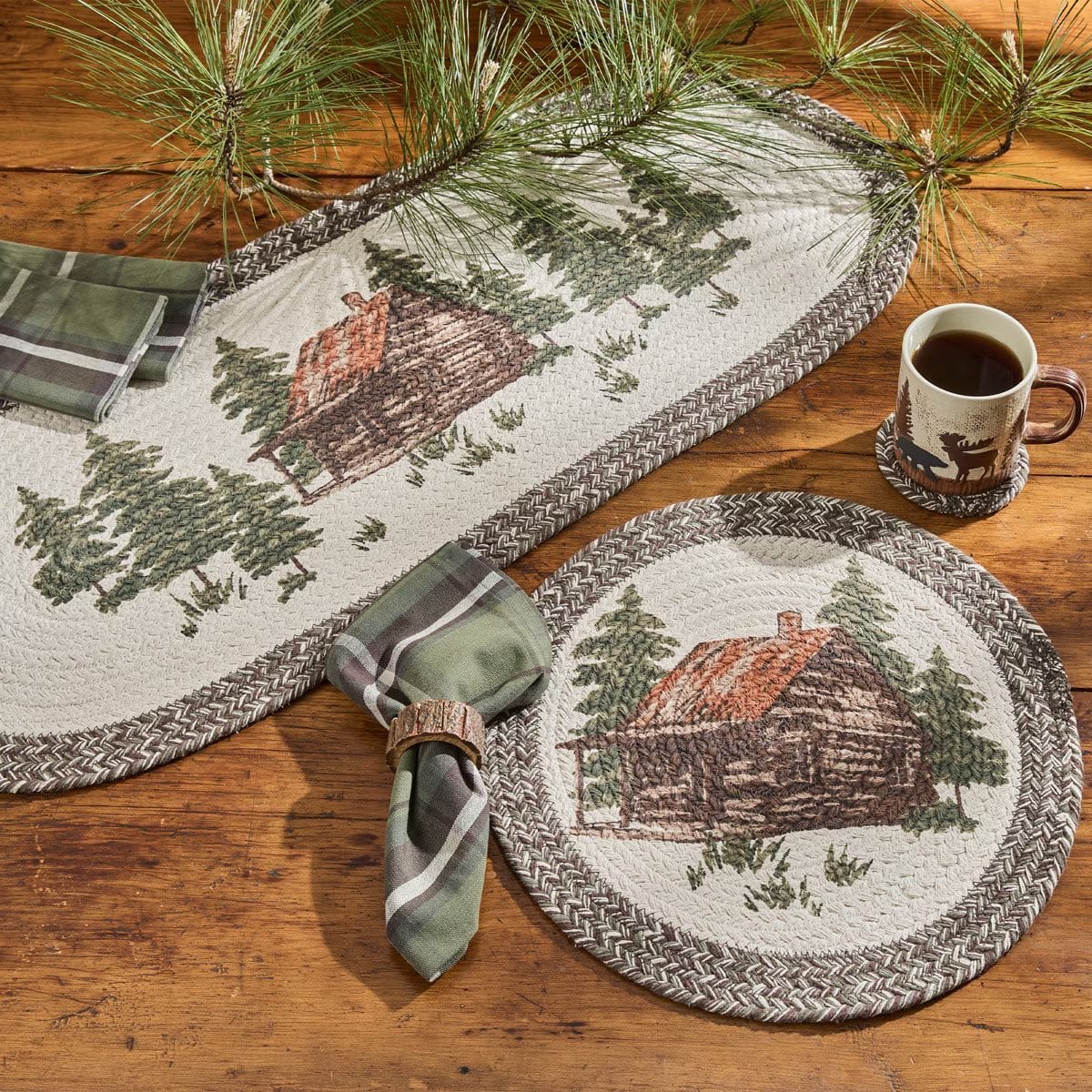 Park Designs Cabin Braided & Printed Table Runner 36" Long Oval