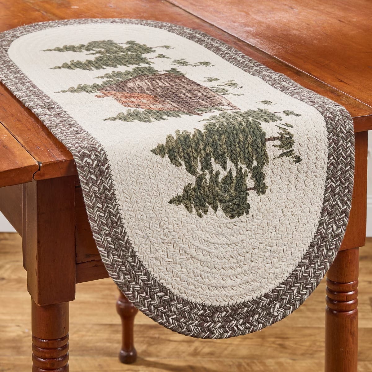 Park Designs Cabin Braided & Printed Table Runner 36" Long Oval