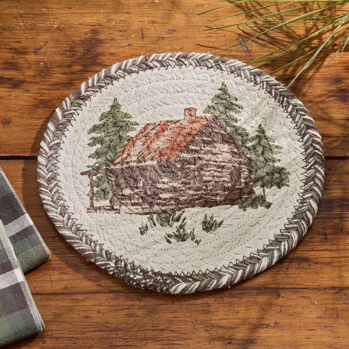 Park Designs Cabin Braided & Printed Trivet 8" Diameter Round Set of 2