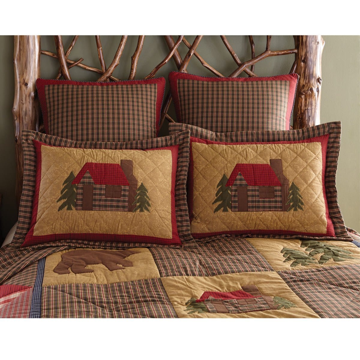 cabin Patchwork & Quilted Pillow Sham queen-Park Designs-The Village Merchant