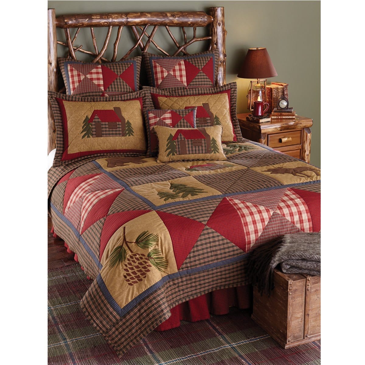 cabin Patchwork &amp; Quilted Quilt Queen-Park Designs-The Village Merchant