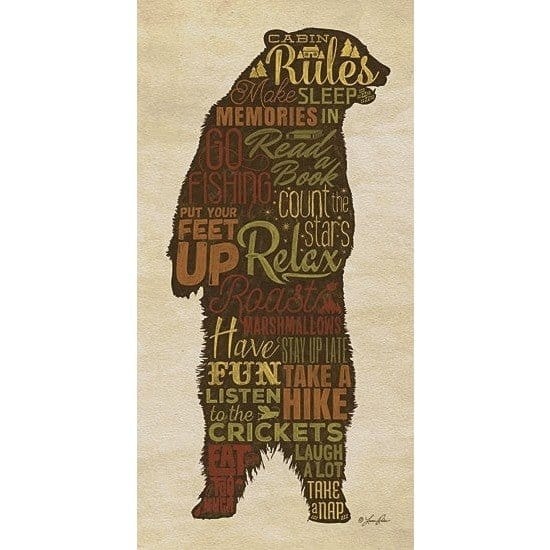 Penny Lane Publishing Cabin Rules By Lauren Rader Art Print - 9 X 18