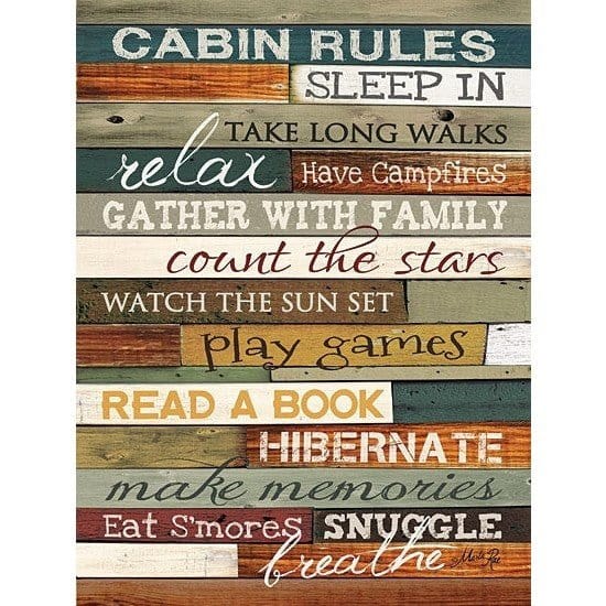 Penny Lane Publishing Cabin Rules By Marla Rae Art Print - 18 X 24