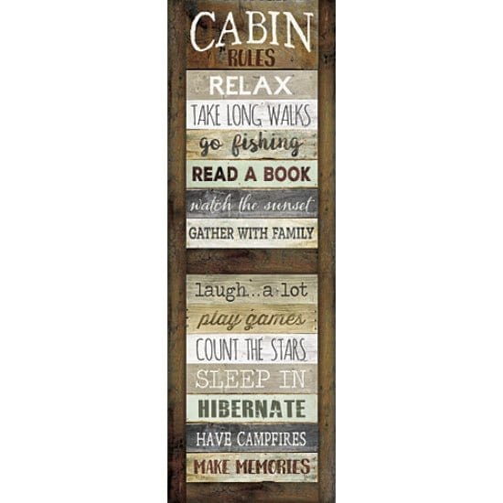 Penny Lane Publishing Cabin Rules By Marla Rae Art Print - 8 X 24