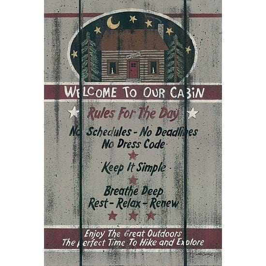 Penny Lane Publishing Cabin Rules For The Day By Linda Spivey Art Print - 12 X 18