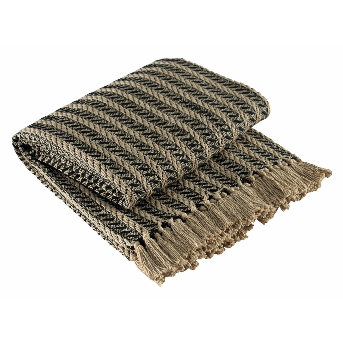 Cable Black & Tan Throw 50" x 60"-Park Designs-The Village Merchant