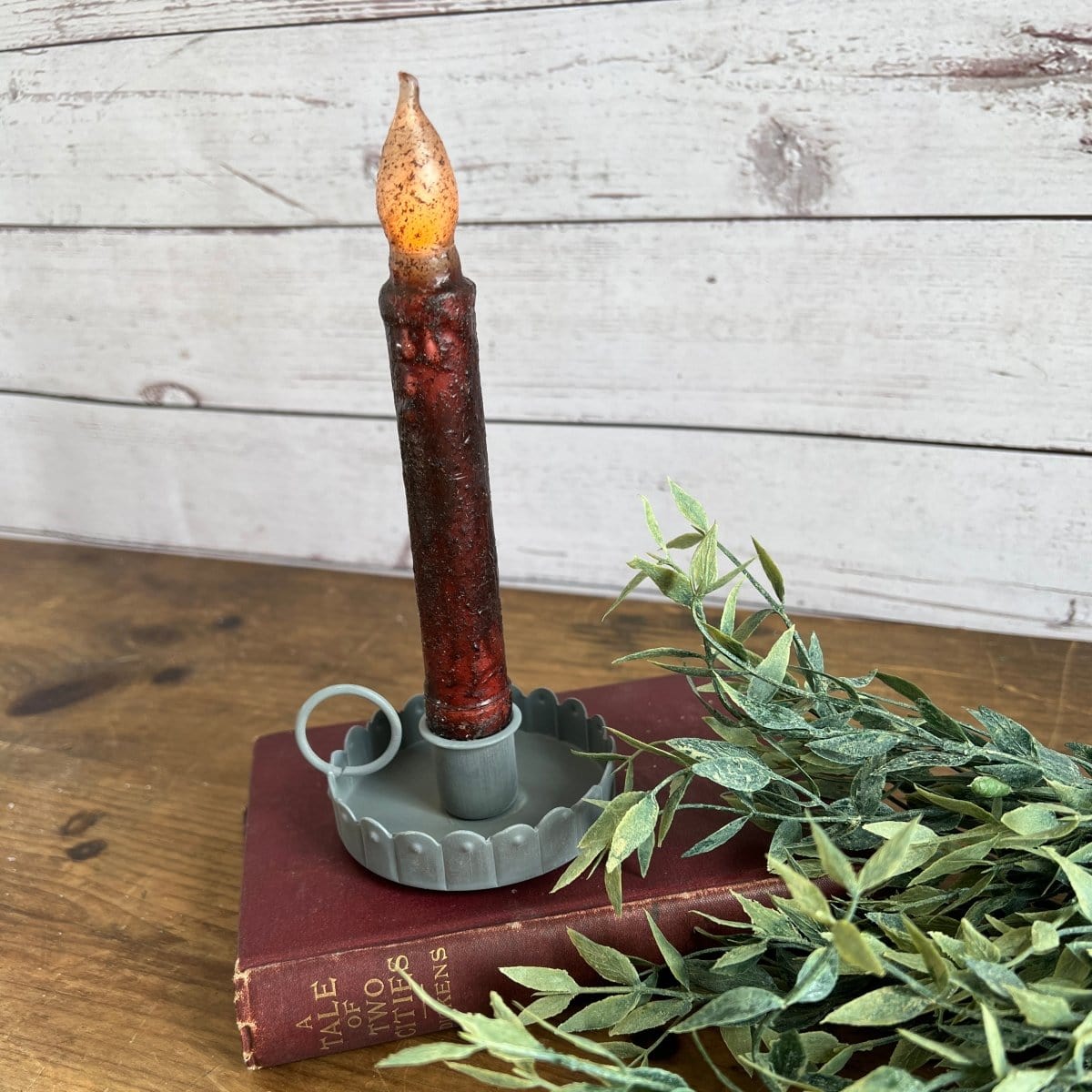 Candle Pan In Gray Candle Holder For Taper Candles-Pine Creek-The Village Merchant