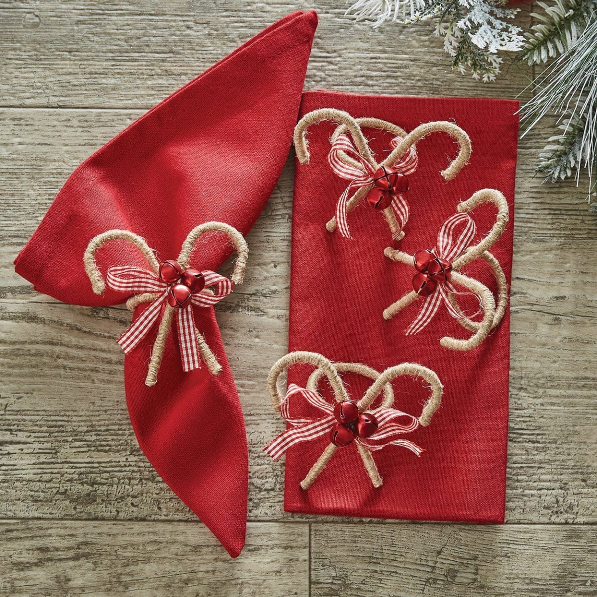 Candy Cane w/ Ribbon &amp; Bells Napkin Ring-Park Designs-The Village Merchant