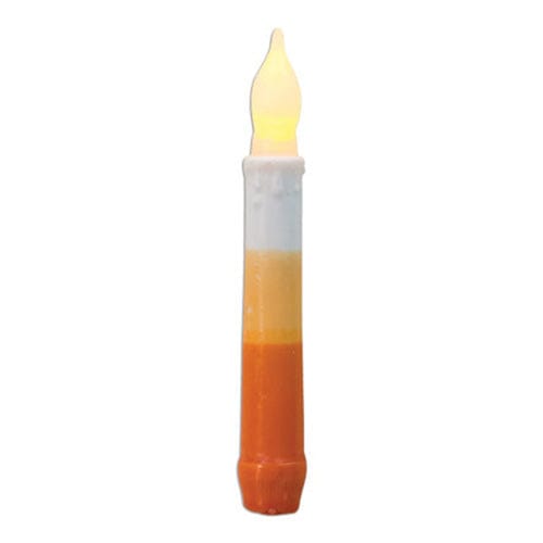 Candy Corn LED Battery Candle Light Taper 6&quot; High - Timer Feature