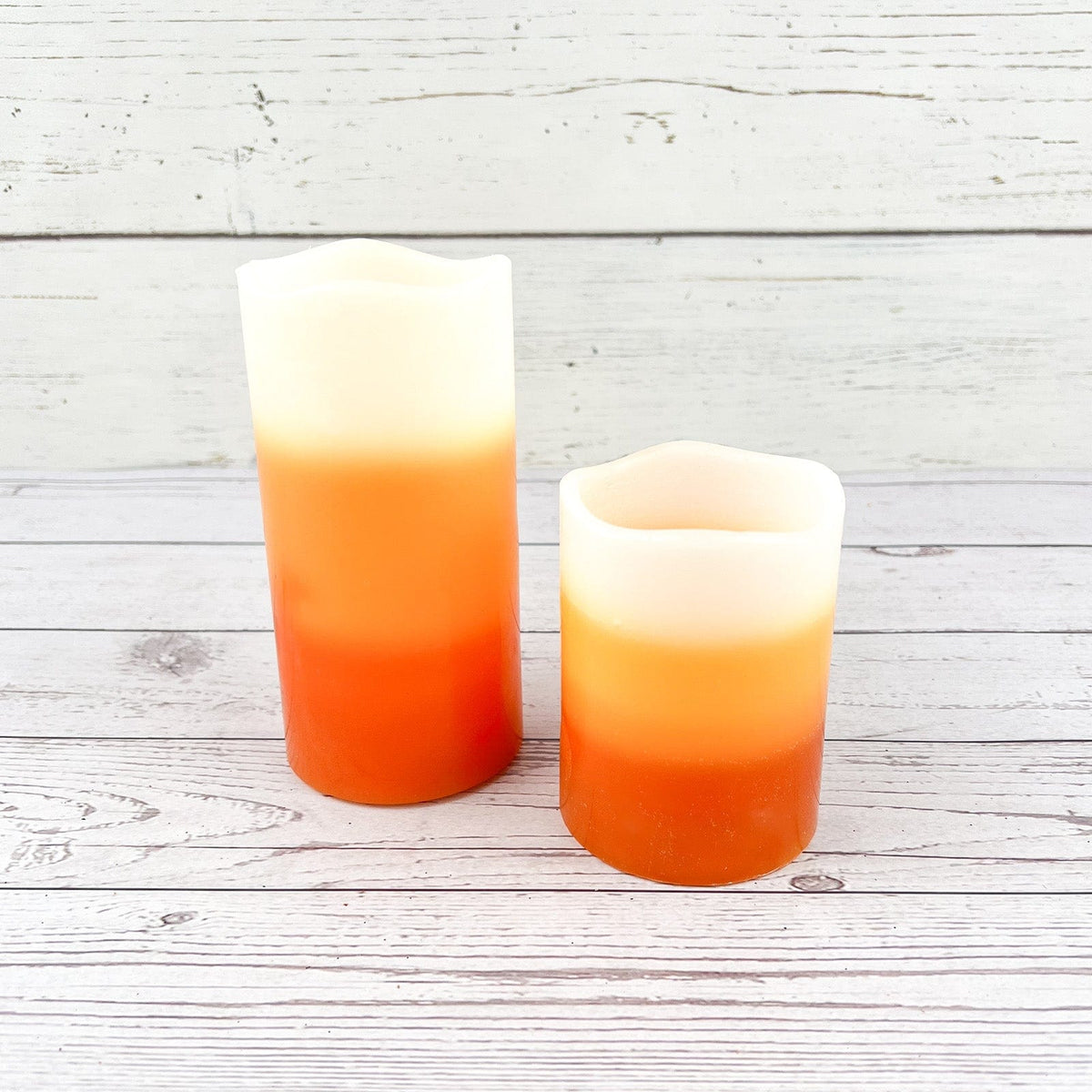 Candy Corn LED Flameless Pillar Candle With Timer 2 Sizes