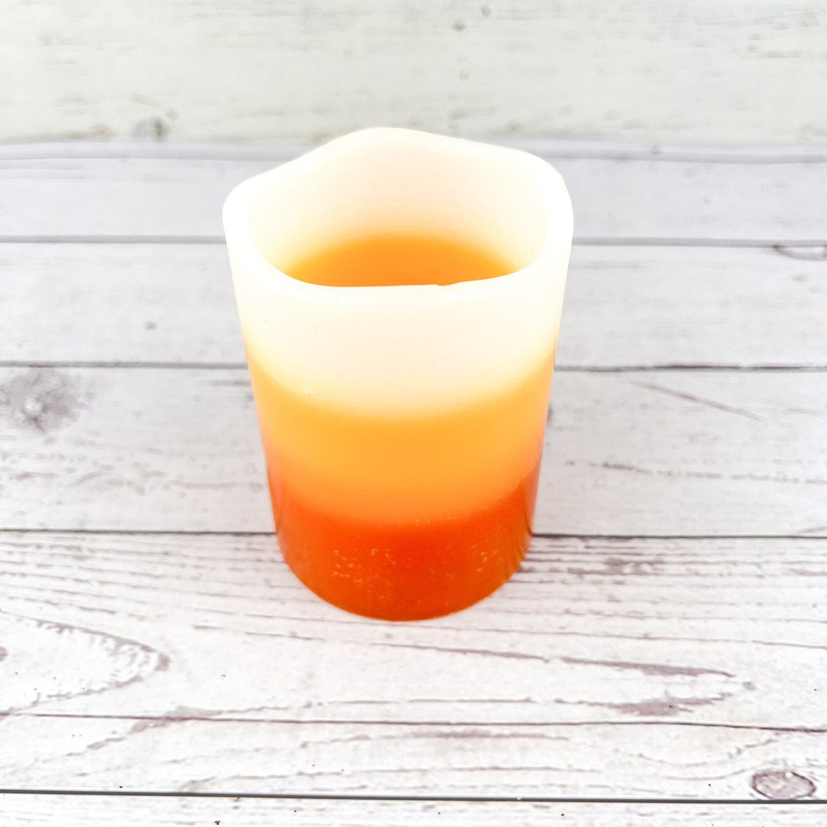 Candy Corn LED Flameless Pillar Candle With Timer 2 Sizes