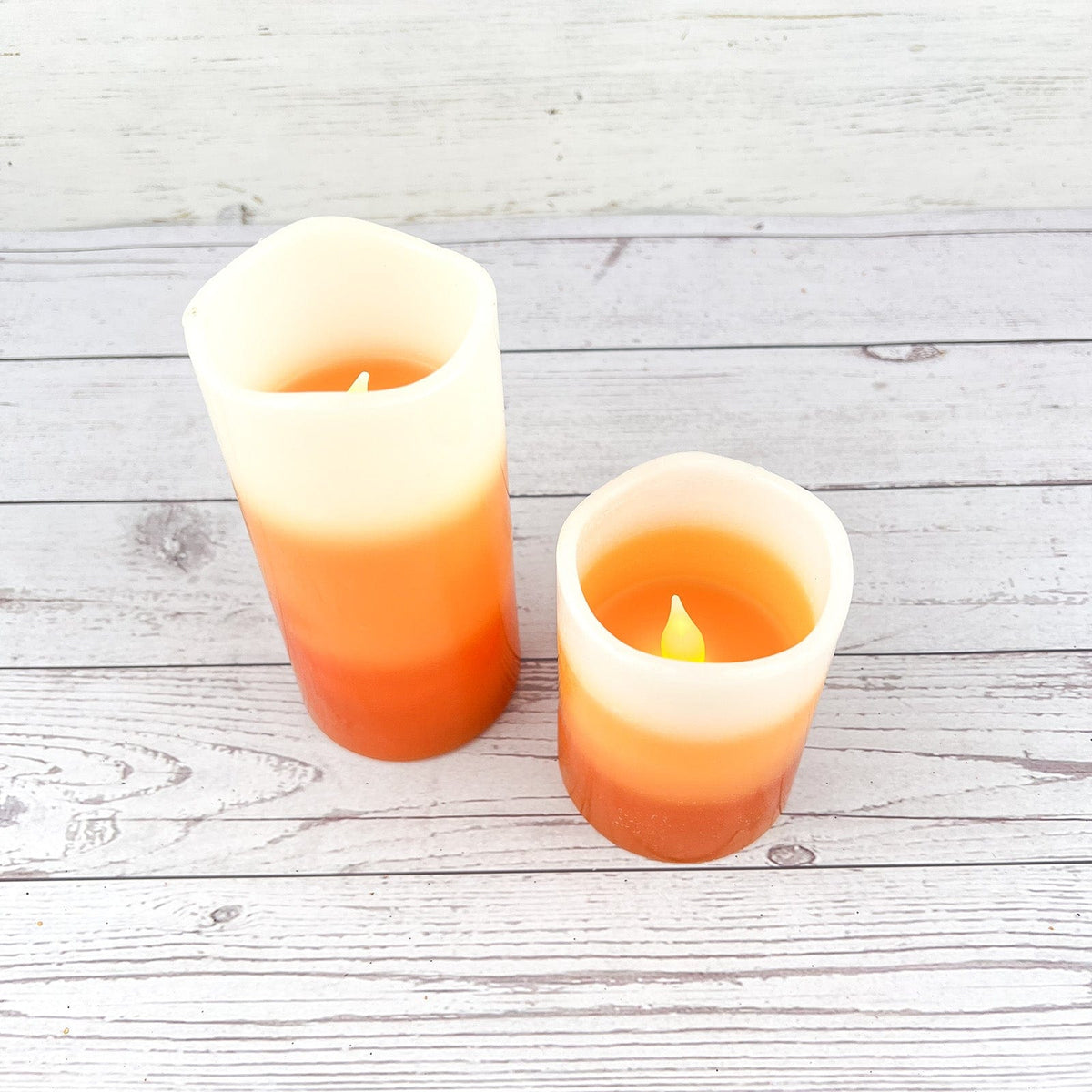 Candy Corn LED Flameless Pillar Candle With Timer 2 Sizes