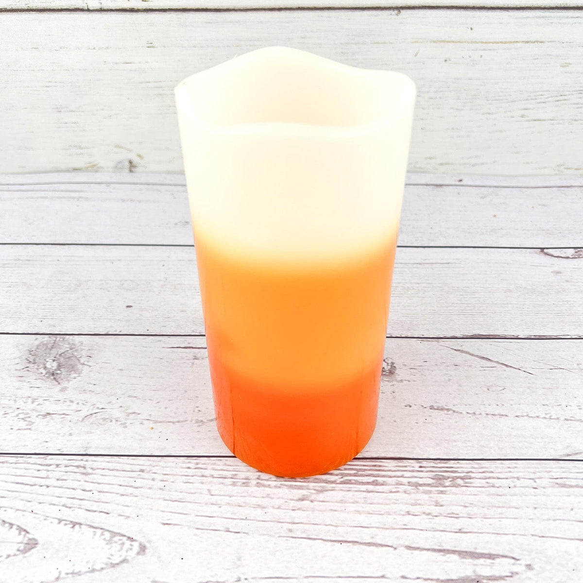 Candy Corn LED Flameless Pillar Candle With Timer 2 Sizes