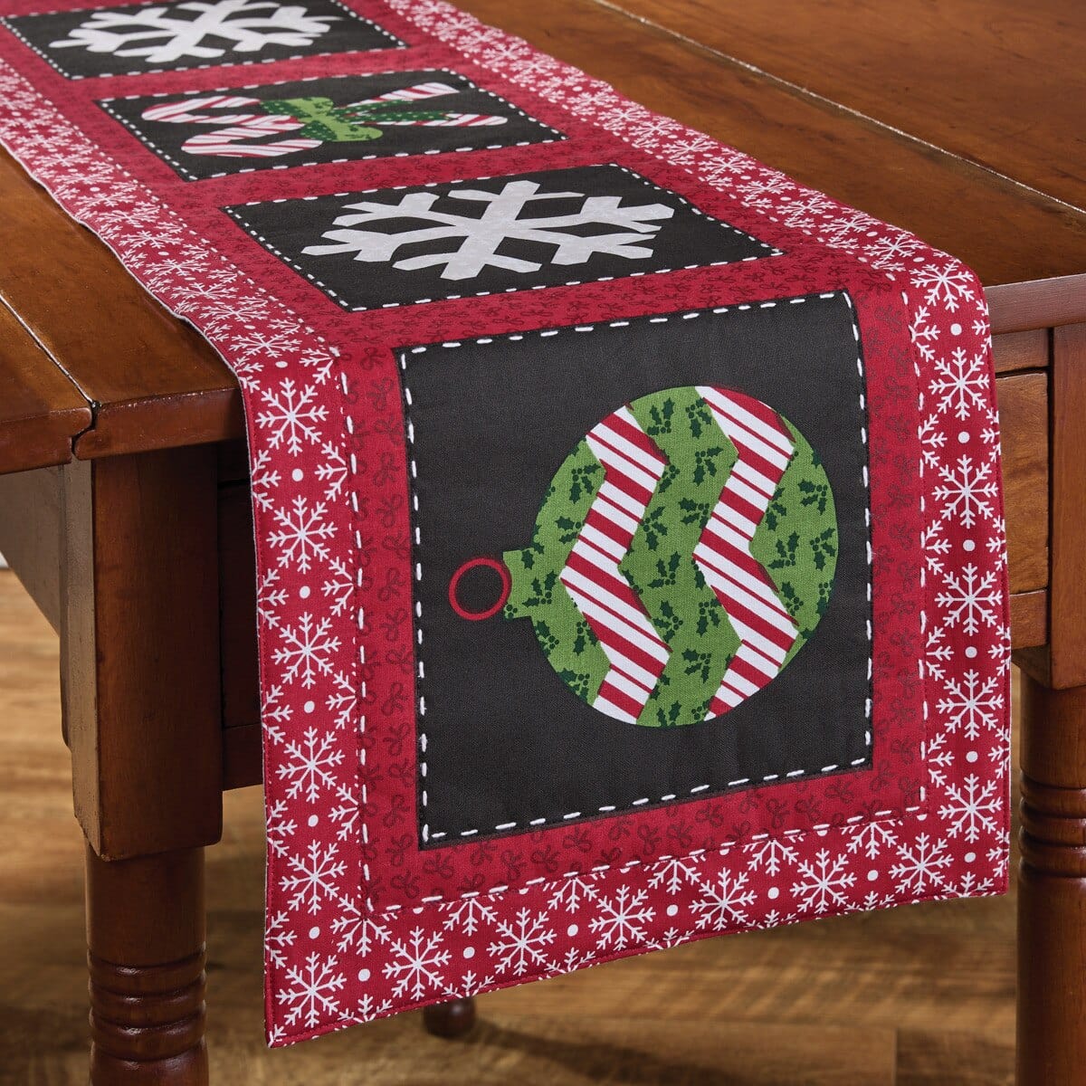 Candycanes And Snowflakes Table Runner 54'' Long