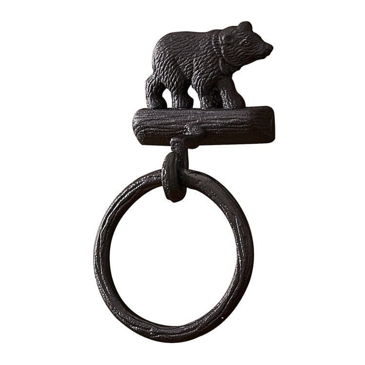 Cast Black Bear Towel Ring-Park Designs-The Village Merchant