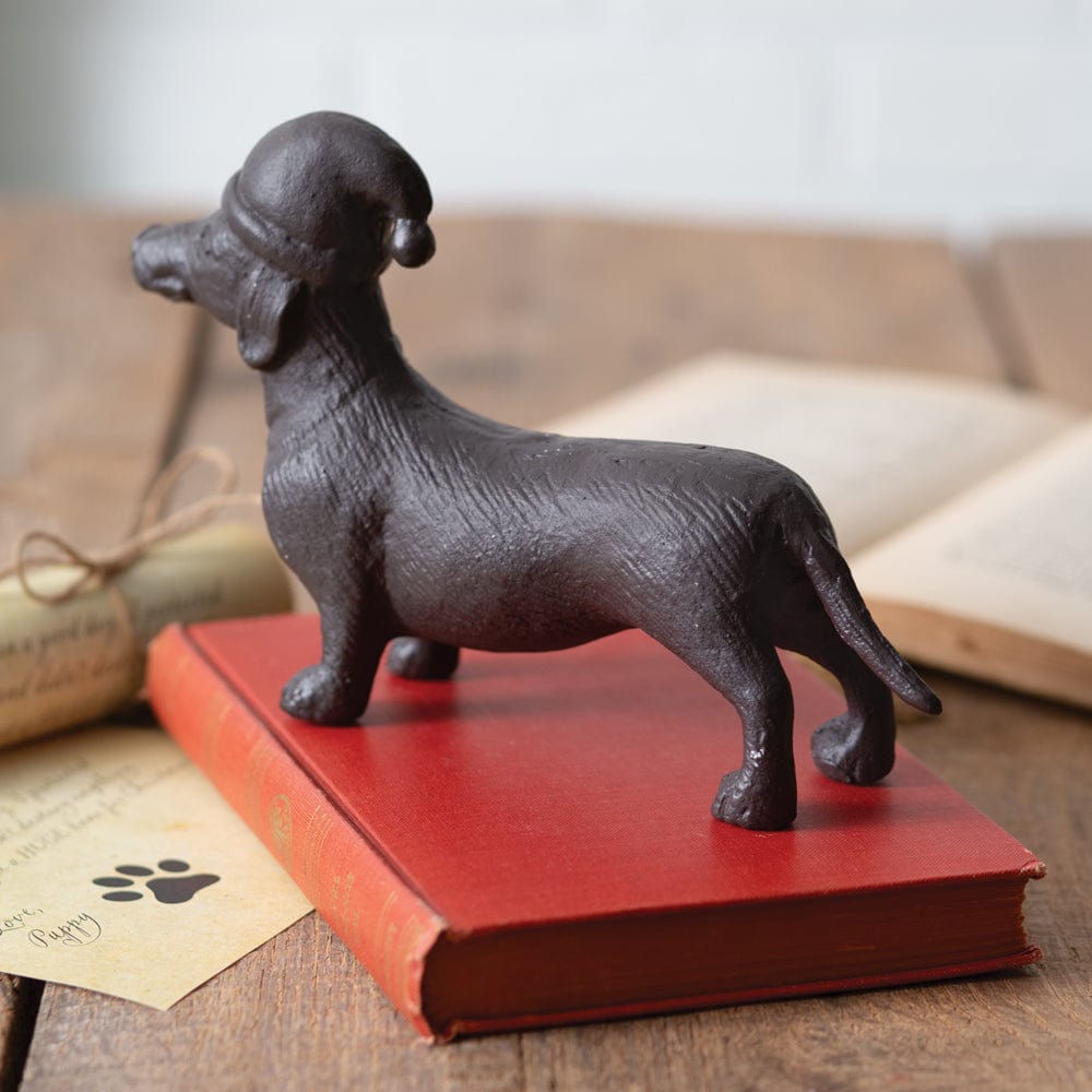 Cast Iron Dachshund Dog Christmas Figurine