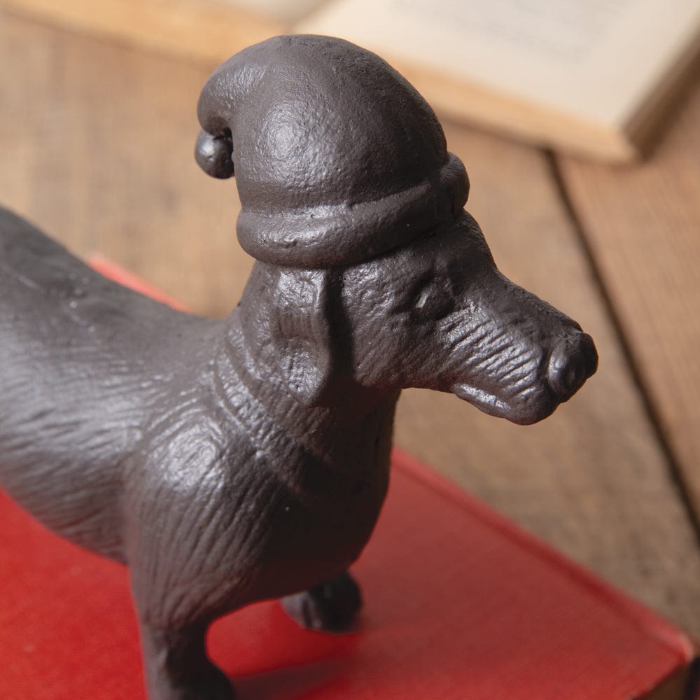 Cast Iron Dachshund Dog Christmas Figurine