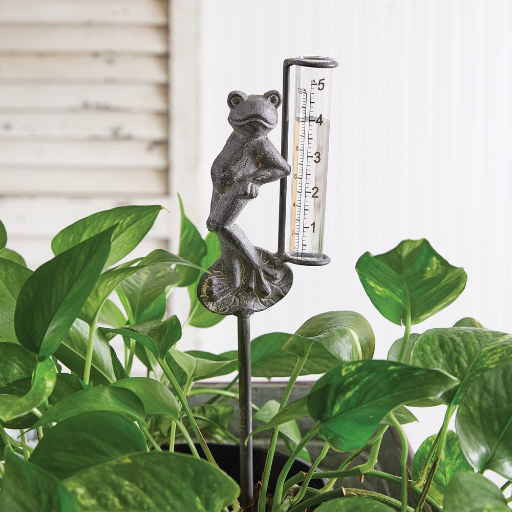 Cast Iron Frog Garden Pick Rain Gauge-CTW Home-The Village Merchant