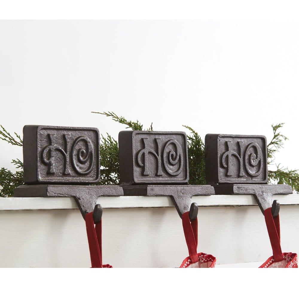 Cast Iron Ho Ho Ho Stocking Holder Set of 3-CTW Home-The Village Merchant