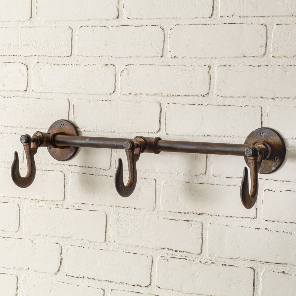 Cast Iron Industrial Wall Rack - 3 Hooks-CTW Home-The Village Merchant