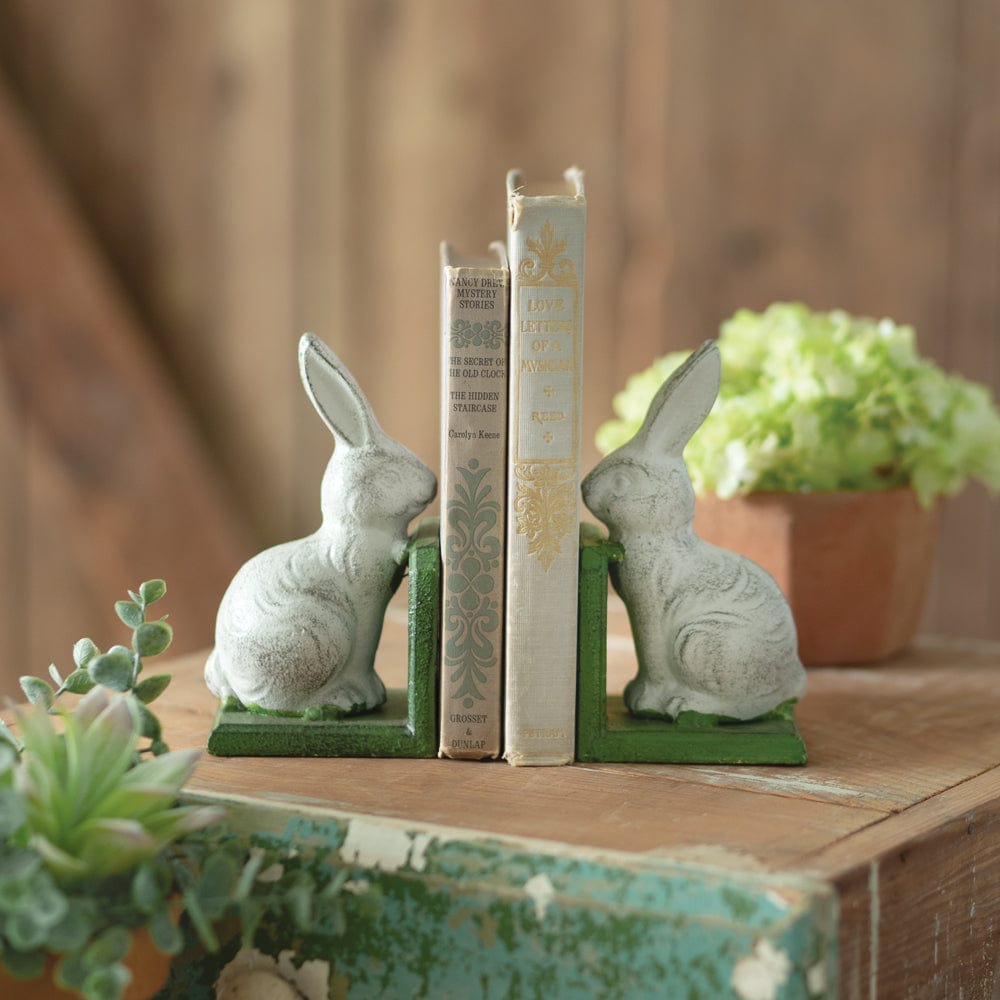 Cast Iron Peeping Bunny Bookends