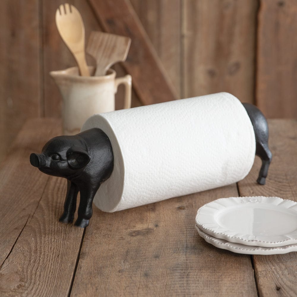 Cast Iron Pig Paper Towel Holder - Counter Top