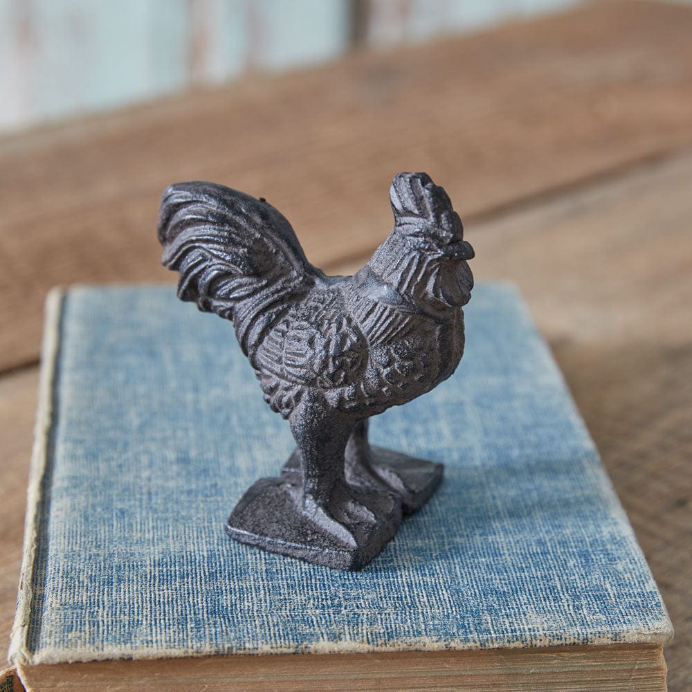 Cast Iron Rustic Brown Rooster Figurine