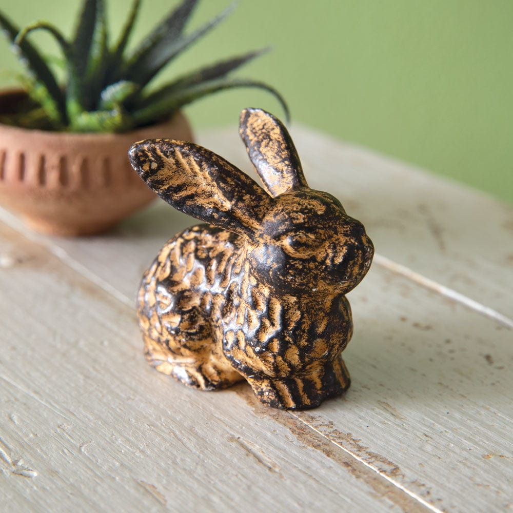 Cast Iron Rustic Bunny Figurine Set of 2 - Assorted Sizes